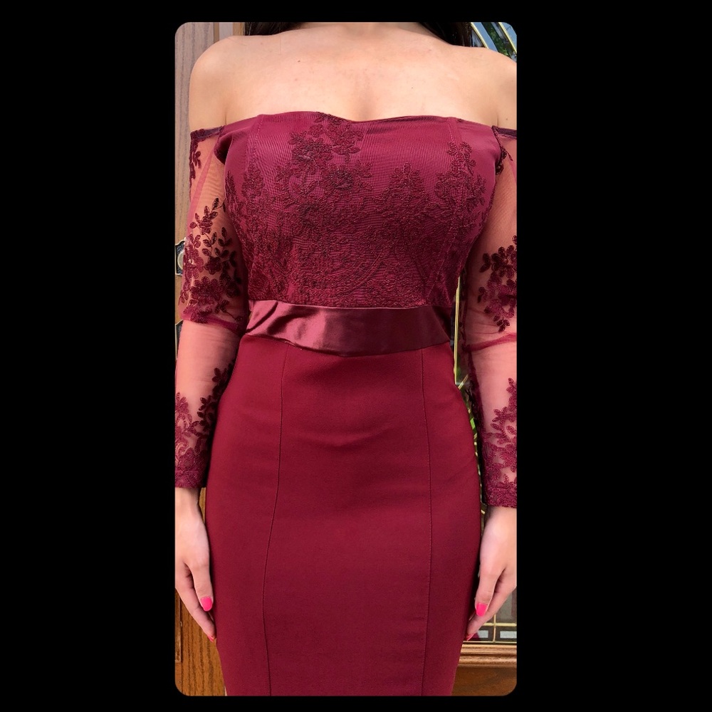 Burgundy off shoulder dress! NWT